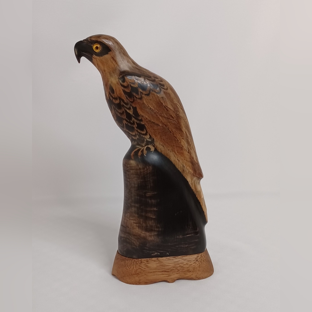Carved Buffalo Horn - Bird of Prey